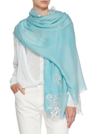 Figure View - Click To Enlarge - LANE'S - The New H Floral Embroidered Wool Shawl
