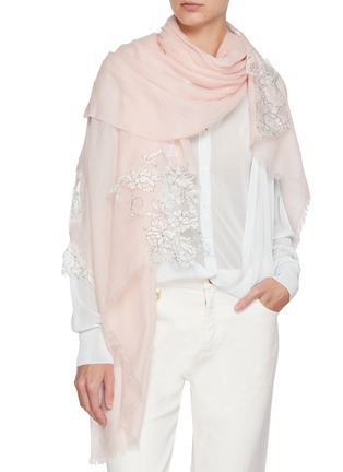 Figure View - Click To Enlarge - LANE'S - The New H Floral Embroidered Wool Shawl