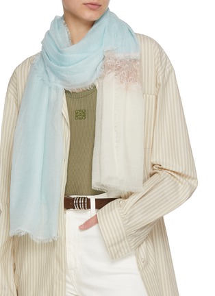 Figure View - Click To Enlarge - LANE'S - The New H Lace Panel Cashmere Shawl