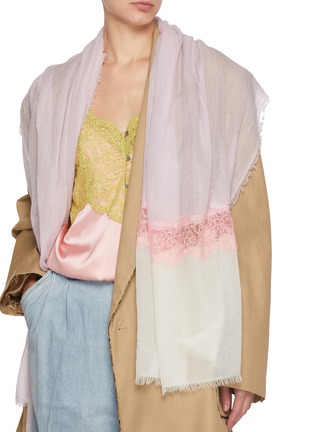 Figure View - Click To Enlarge - LANE'S - The New H Lace Panel Cashmere Shawl