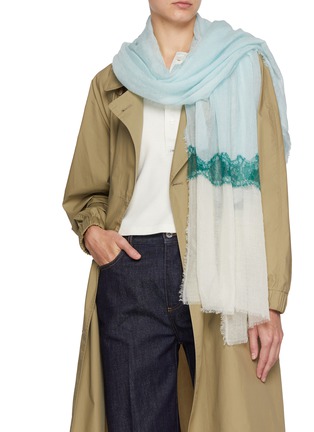 Figure View - Click To Enlarge - LANE'S - The New H Lace Panel Cashmere Shawl