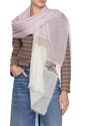 Figure View - Click To Enlarge - LANE'S - The New H Lace Panel Cashmere Silk Shawl