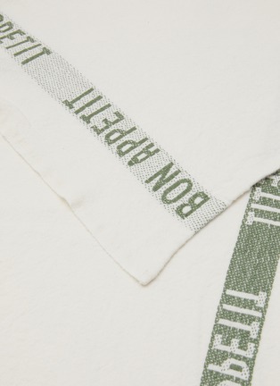 Detail View - Click To Enlarge - CHARVET ÉDITIONS - Bon Appetit Linen Tea Towel — White/Khaki