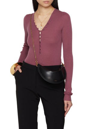 Front View - Click To Enlarge - CHLOÉ - Mini Halfmoon Leather Shoulder Bag