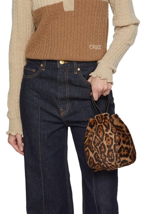 Back View - Click To Enlarge - CHLOÉ - Small Chloé Spin Leopard Print Shearling Tote Bag