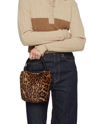 Front View - Click To Enlarge - CHLOÉ - Small Chloé Spin Leopard Print Shearling Tote Bag