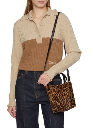 Figure View - Click To Enlarge - CHLOÉ - Small Chloé Spin Leopard Print Shearling Tote Bag