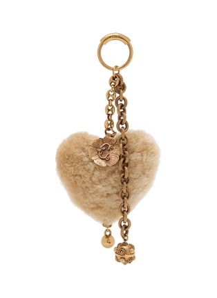 Main View - Click To Enlarge - CHLOÉ - Symbols Heart Shearling Brass Bag Charm