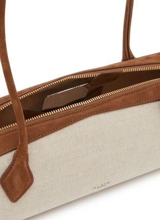 Detail View - Click To Enlarge - ALAÏA - Medium Le Teckel Canvas Suede Shoulder Bag