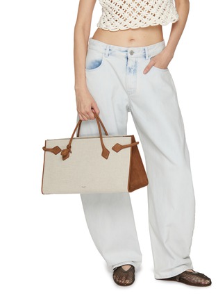 Figure View - Click To Enlarge - ALAÏA - Canvas Leather Hand Tote Bag