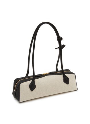 Detail View - Click To Enlarge - ALAÏA - Medium Le Teckel Canvas Suede Shoulder Bag