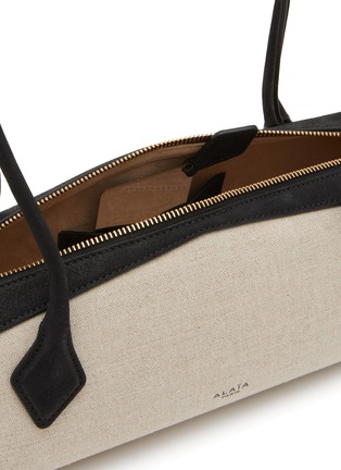 Detail View - Click To Enlarge - ALAÏA - Medium Le Teckel Canvas Suede Shoulder Bag