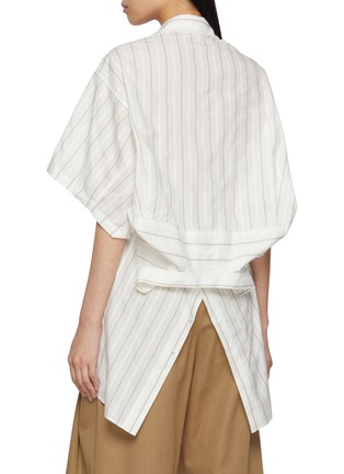 Back View - Click To Enlarge - BEAUTIFUL PEOPLE - Double End Flared Stripe Cotton Silk Shirt