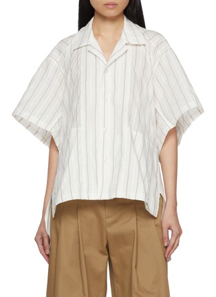 Main View - Click To Enlarge - BEAUTIFUL PEOPLE - Double End Flared Stripe Cotton Silk Shirt