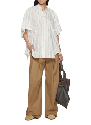 Figure View - Click To Enlarge - BEAUTIFUL PEOPLE - Double End Flared Stripe Cotton Silk Shirt