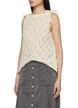Detail View - Click To Enlarge - BEAUTIFUL PEOPLE - Double End Linen Lace Knit V-Neck Vest