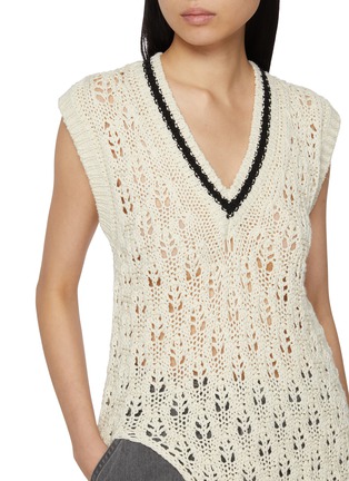  - BEAUTIFUL PEOPLE - Double End Linen Lace Knit V-Neck Vest