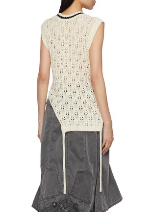 Back View - Click To Enlarge - BEAUTIFUL PEOPLE - Double End Linen Lace Knit V-Neck Vest