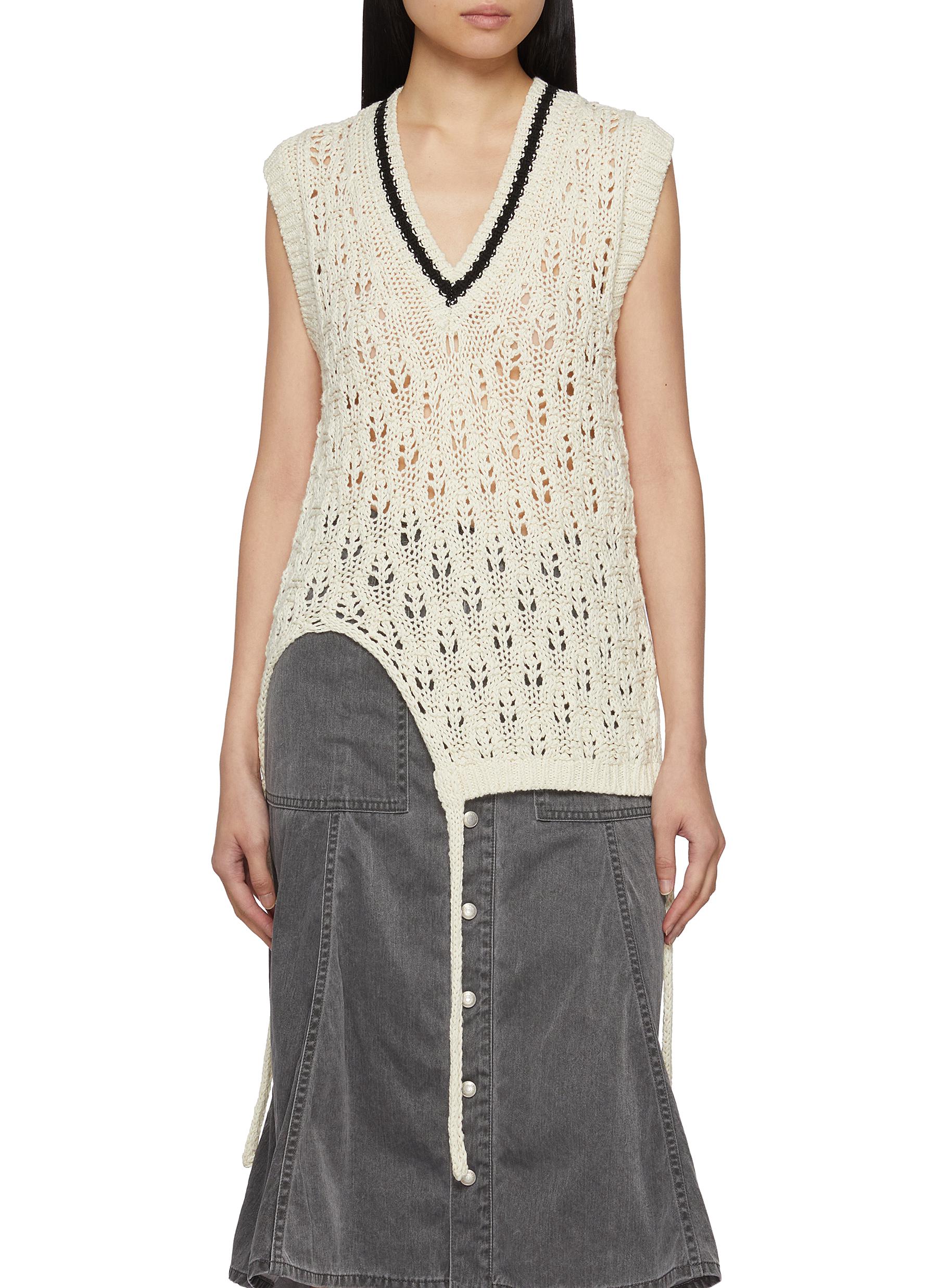 BEAUTIFUL PEOPLE | Double End Linen Lace Knit V-Neck Vest | Women