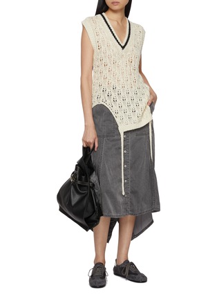 Figure View - Click To Enlarge - BEAUTIFUL PEOPLE - Double End Linen Lace Knit V-Neck Vest