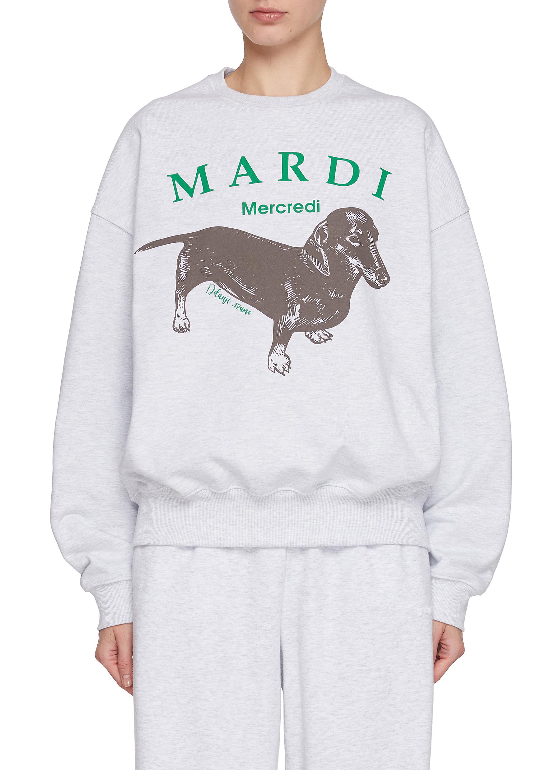 Mardi Mercredi Embroidered Flower Sweatshirt Black/Pink