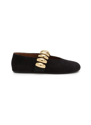 Main View - Click To Enlarge - ALAÏA - La Ballerine Hardware Strap Suede Mary Jane Flats