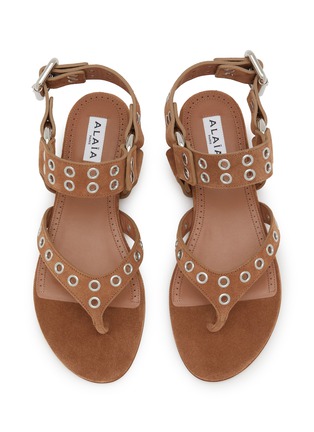 Detail View - Click To Enlarge - ALAÏA - Biker Suede Thong Sandals