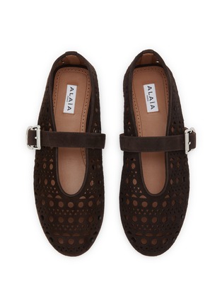 Detail View - Click To Enlarge - ALAÏA - Perforated Suede Ballerina Flats