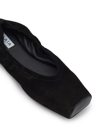 Detail View - Click To Enlarge - ALAÏA - Square Toe Suede Ballet Flats