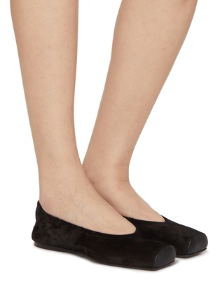 Figure View - Click To Enlarge - ALAÏA - Square Toe Suede Ballet Flats
