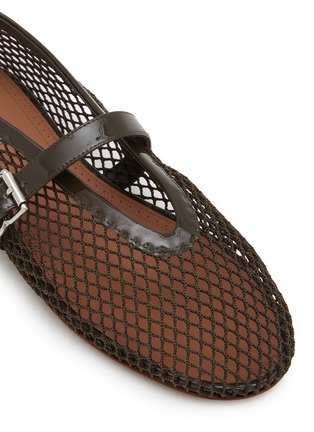 Detail View - Click To Enlarge - ALAÏA - Patent Leather Fishnet Mary Jane Flats