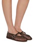 Figure View - Click To Enlarge - ALAÏA - Patent Leather Fishnet Mary Jane Flats