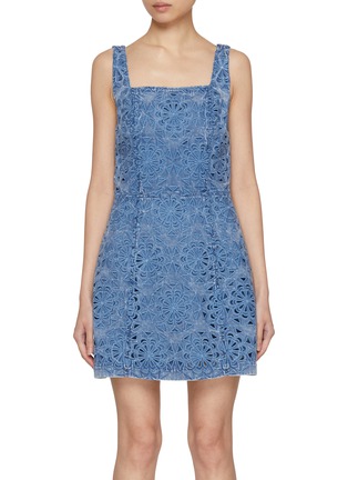 Main View - Click To Enlarge - ALICE & OLIVIA - Maryann Floral Cutout Denim Mini Dress
