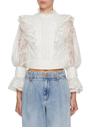 Main View - Click To Enlarge - ALICE & OLIVIA - Delpha Embellished Ruffled Top