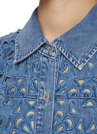  - ALICE & OLIVIA - Finely Floral Cutout Denim Shirt