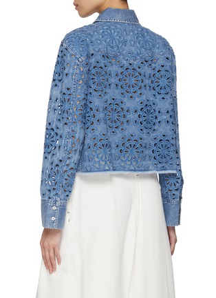 Back View - Click To Enlarge - ALICE & OLIVIA - Finely Floral Cutout Denim Shirt