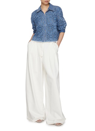 Figure View - Click To Enlarge - ALICE & OLIVIA - Finely Floral Cutout Denim Shirt