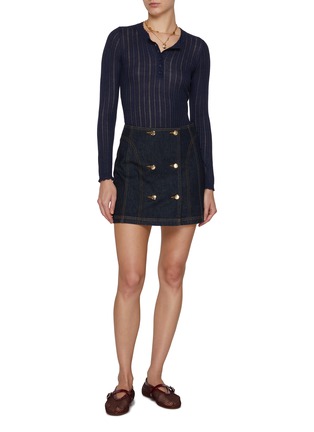 Figure View - Click To Enlarge - ULLA JOHNSON - The Clara Dark Wash Denim Skirt