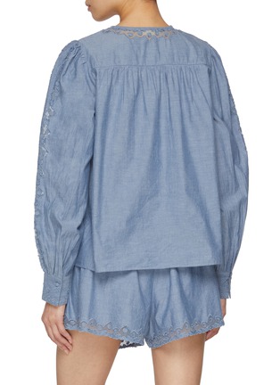 Back View - Click To Enlarge - ULLA JOHNSON - Kady Front Tie Cotton Blouse