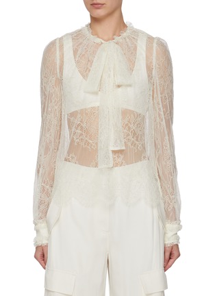 Main View - Click To Enlarge - ULLA JOHNSON - Iliana Neck Tie Lace Blouse