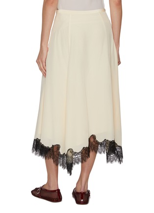 Back View - Click To Enlarge - ULLA JOHNSON - Rosine Lace Trim Asymmetrical Silk Skirt