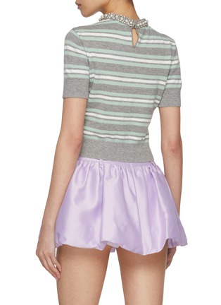 Back View - Click To Enlarge - SELF-PORTRAIT - Embellished Striped Wool Cotton Cashmere Knit Top