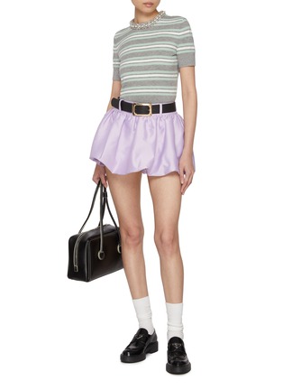 Figure View - Click To Enlarge - SELF-PORTRAIT - Embellished Striped Wool Cotton Cashmere Knit Top