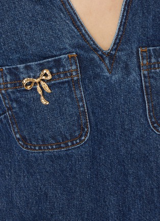  - SELF-PORTRAIT - Bow Embellished Dark Wash Mini Dress