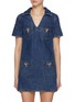 Main View - Click To Enlarge - SELF-PORTRAIT - Bow Embellished Dark Wash Mini Dress