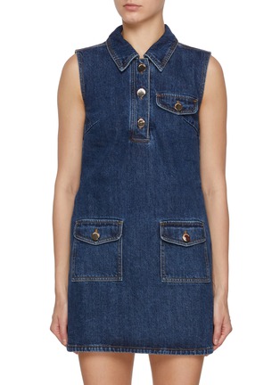Main View - Click To Enlarge - SELF-PORTRAIT - Sleeveless Dark Wash Mini Dress