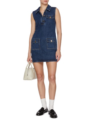Figure View - Click To Enlarge - SELF-PORTRAIT - Sleeveless Dark Wash Mini Dress