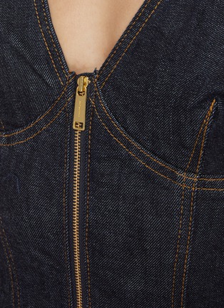  - SELF-PORTRAIT - Dark Wash Denim V-neck Dress