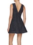 Back View - Click To Enlarge - SELF-PORTRAIT - Dark Wash Denim V-neck Dress