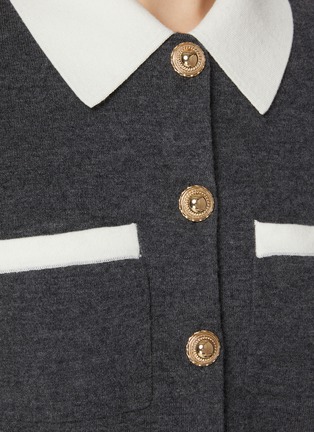  - SELF-PORTRAIT - Contrast Collar Wool Blend Knit Cardigan